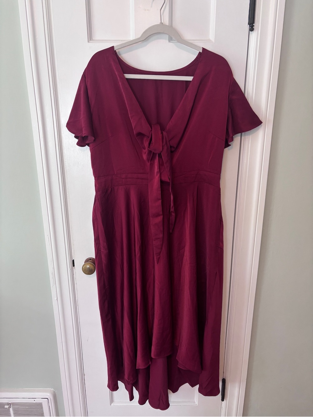 Midori Burgundy Tie-Front Midi Dress